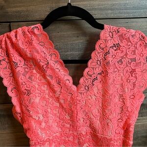 Coral lace lined dress